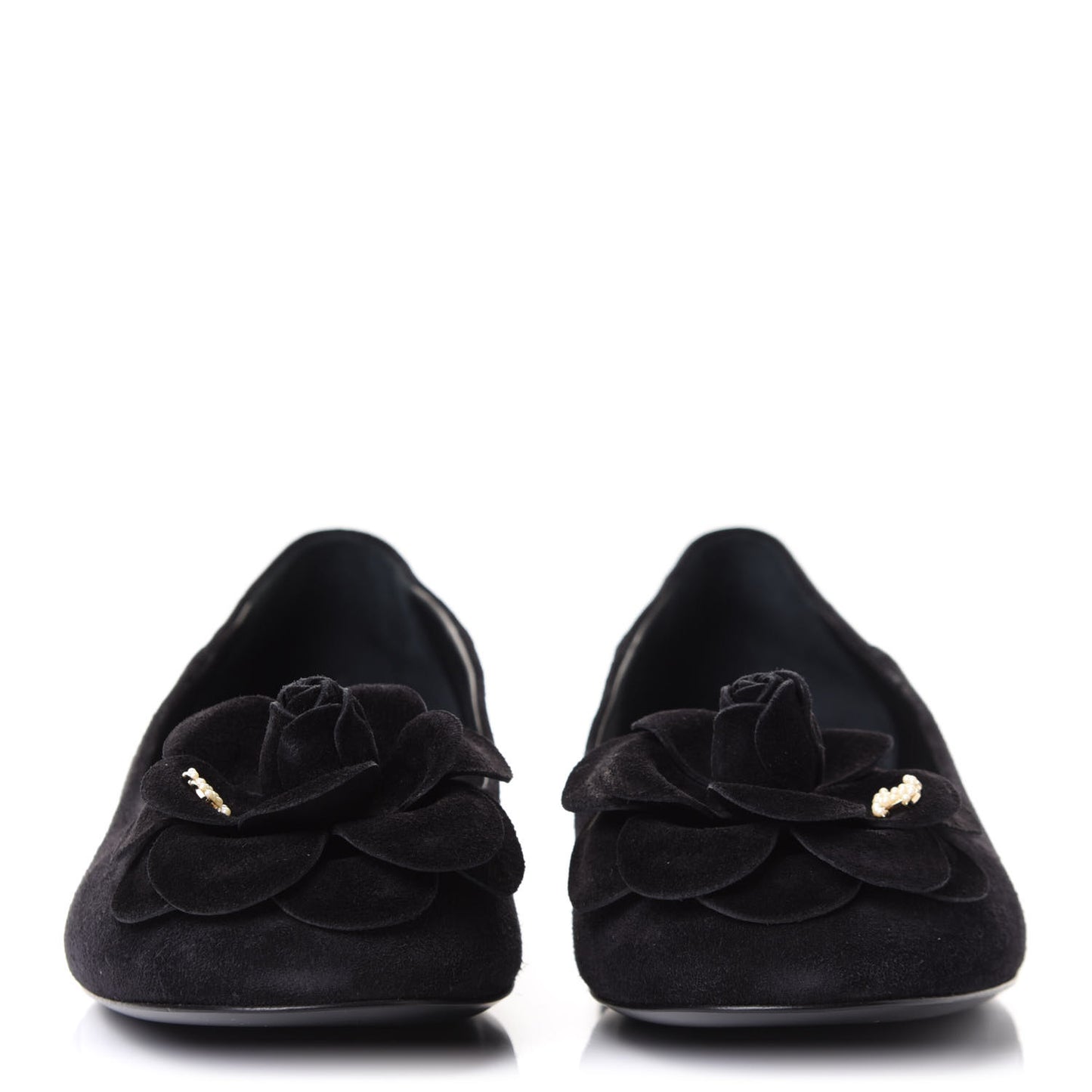 Suede Camellia CC Ballerina Flat 38.5 Black