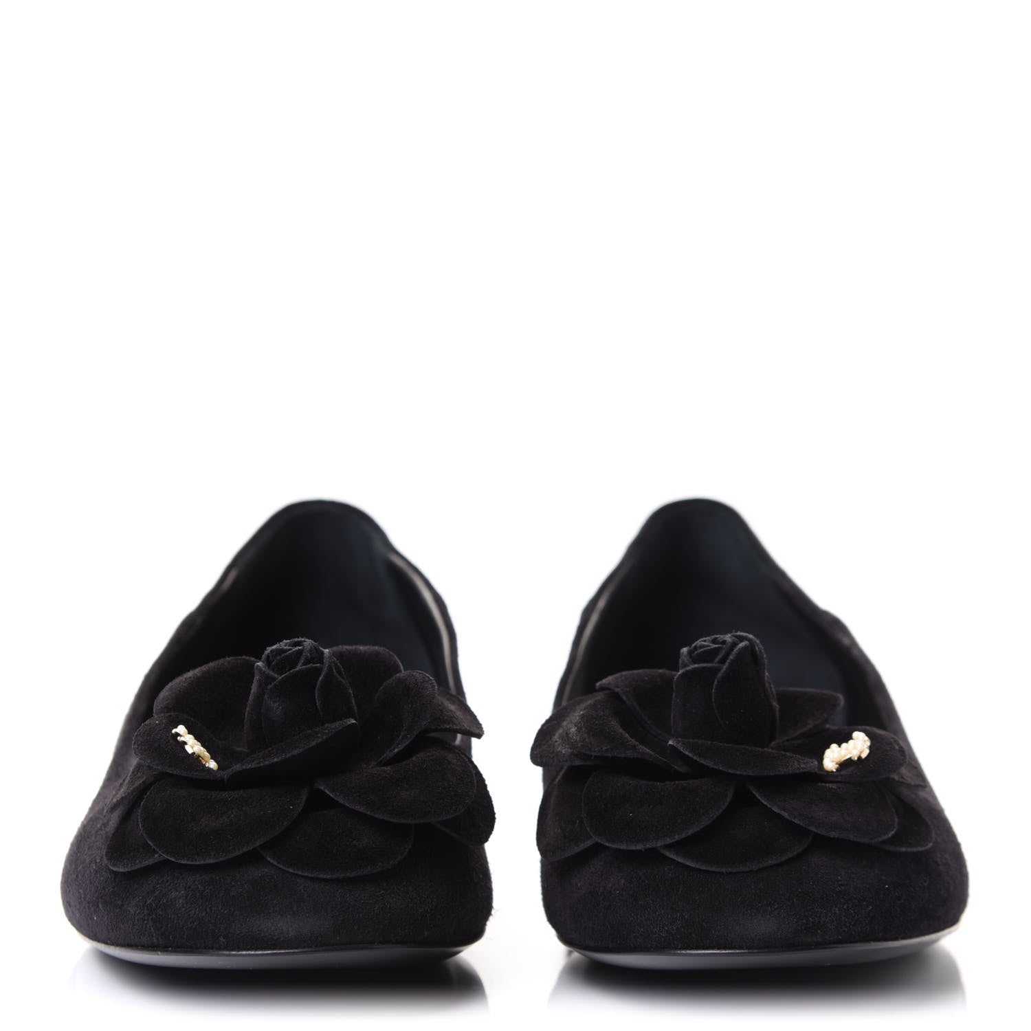 Chanel Suede Camellia CC Ballerina Flat 38.5 Black 2 of 10