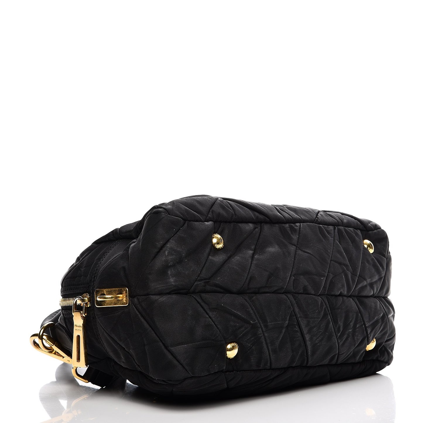 Nylon Chevron Quilted Dome Satchel Black