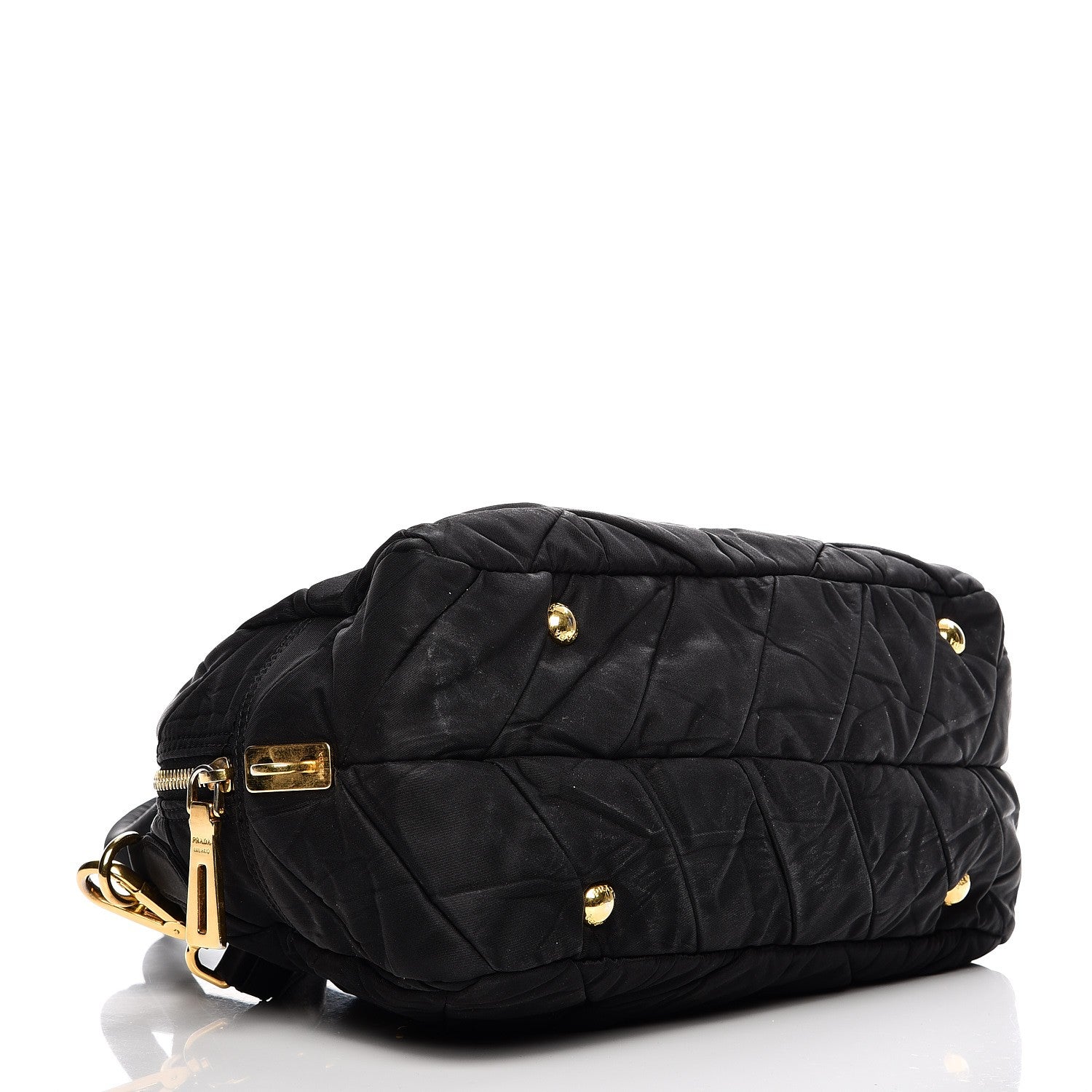 Prada Nylon Chevron Quilted Dome Satchel Black 4 of 12