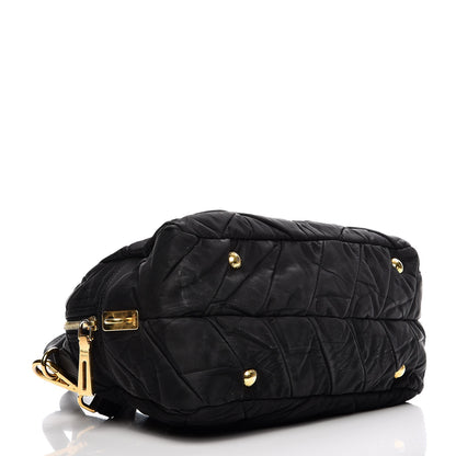 Prada Nylon Chevron Quilted Dome Satchel Black 4 of 12