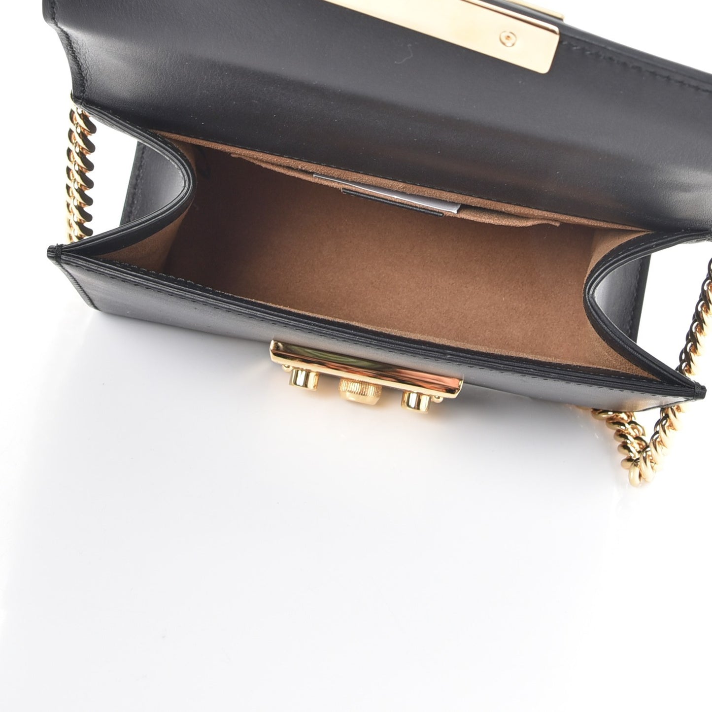 Calfskin Small Padlock Shoulder Bag Black