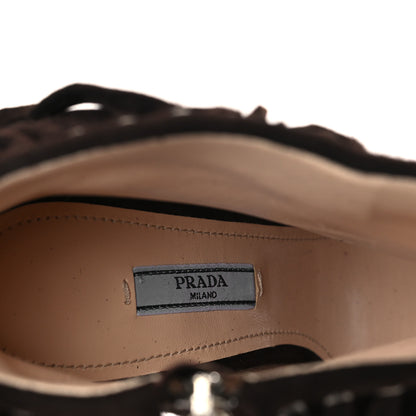 Prada Suede Fringe Peep Toe Bootie 40 Dark Brown 7 of 7