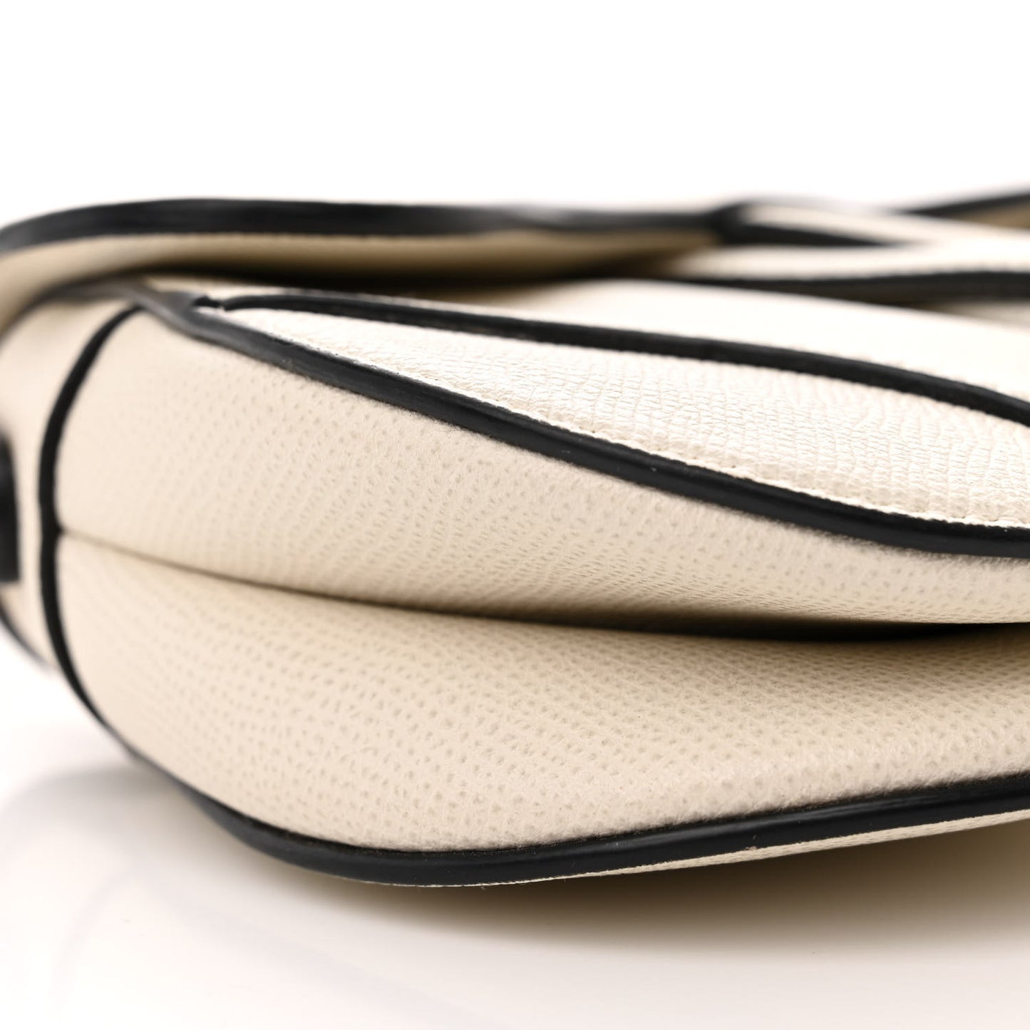 Grained Calfskin Mini Saddle Bag White