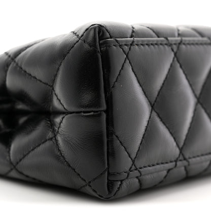 Chanel Shiny Aged Calfskin Quilted Nano Kelly Shopper Black 9 of 11