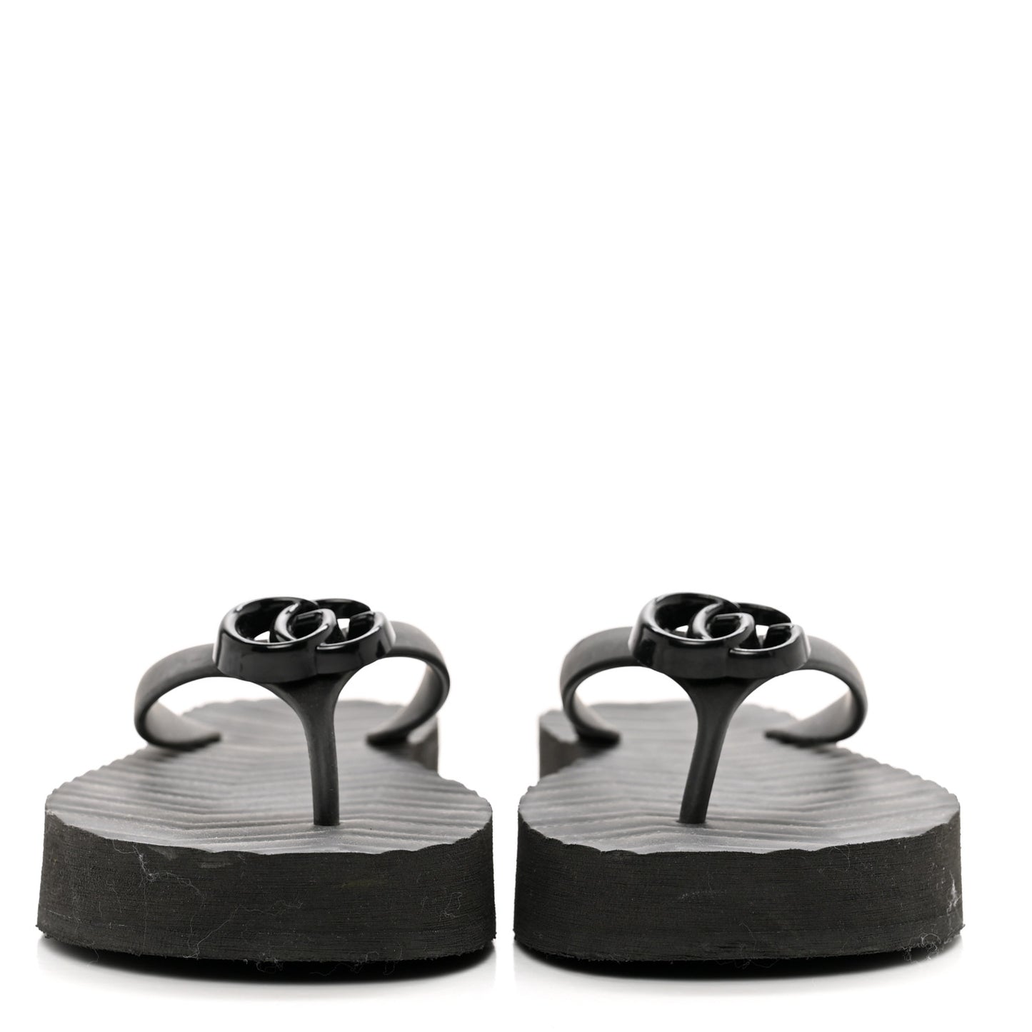 Rubber Chevron Womens GG Thong Sandals 41 Black
