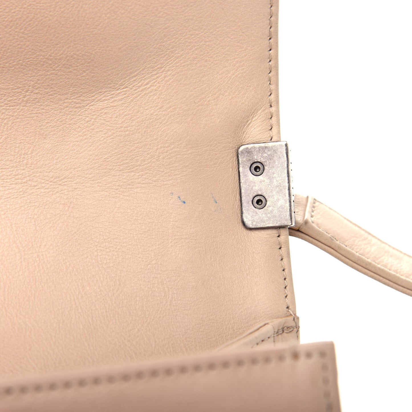 Calfskin Quilted Double Stitch Medium Boy Flap Beige