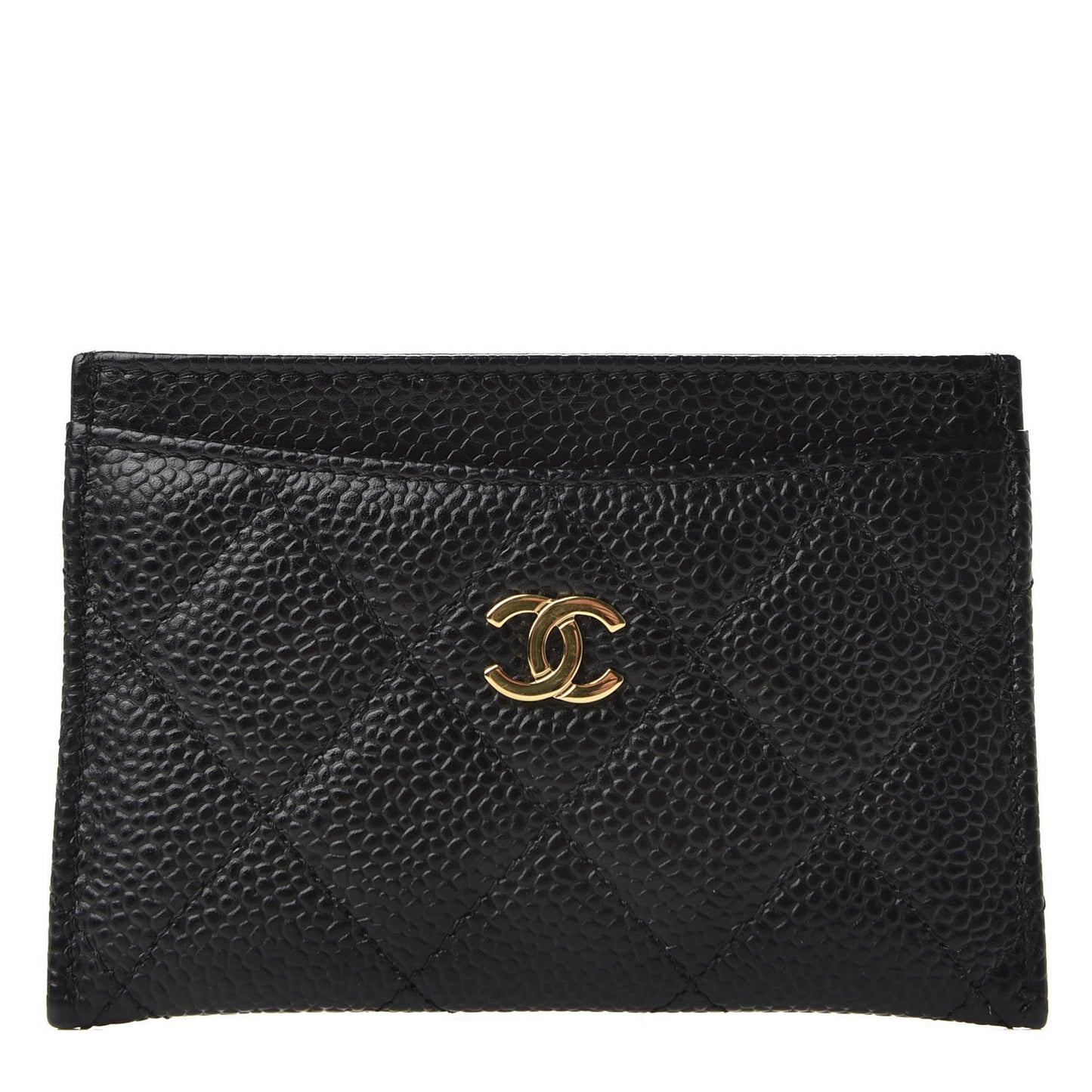 Caviar Quilted Card Holder Black