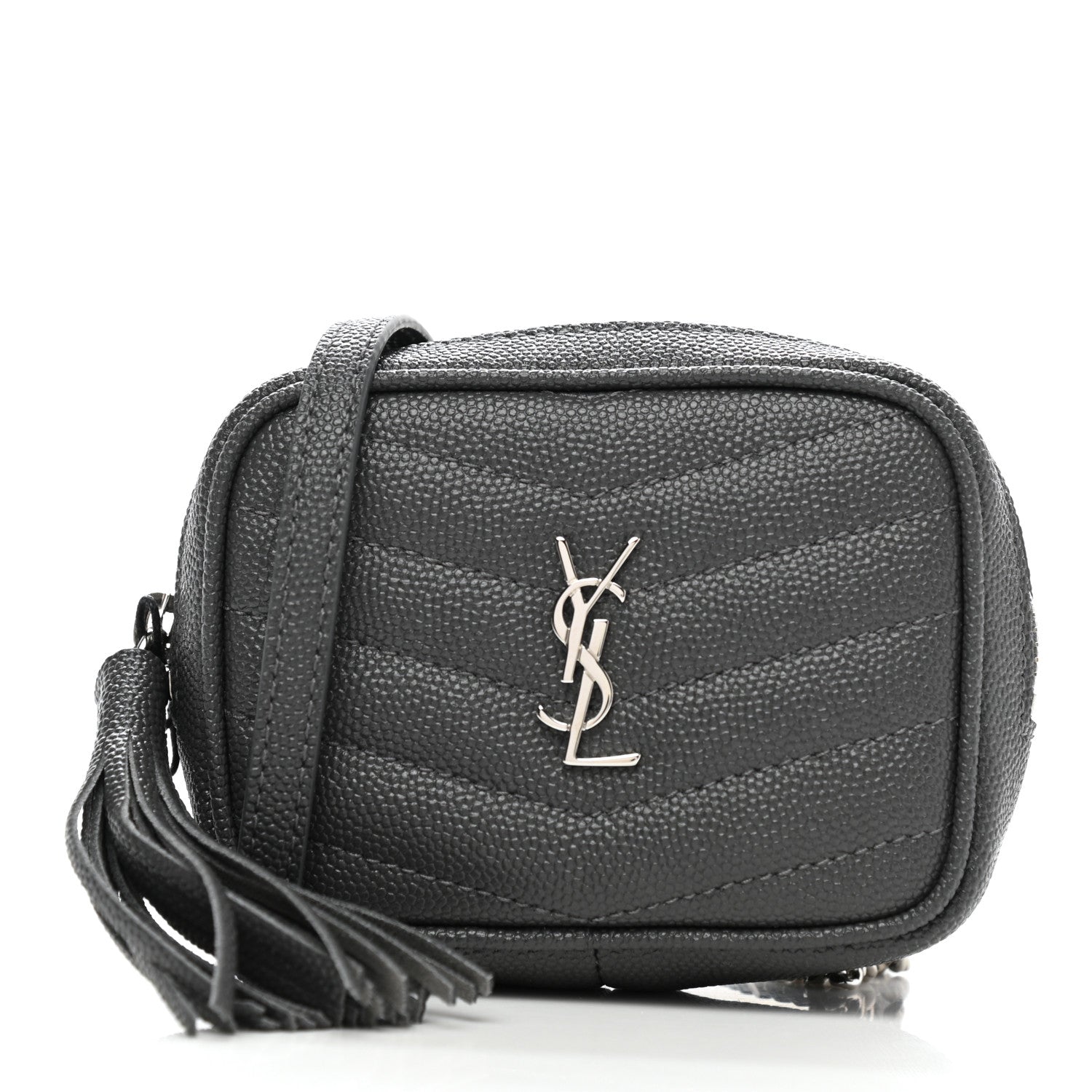 Saint Laurent Grain De Poudre Matelasse Monogram Baby Lou Camera Bag Dark Smog 1 of 10