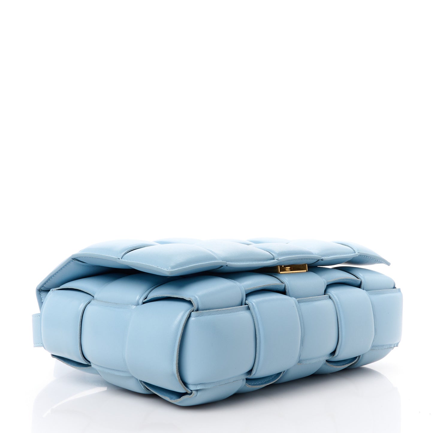 Nappa Maxi Intreccio Padded Cassette Crossbody Bag Ice