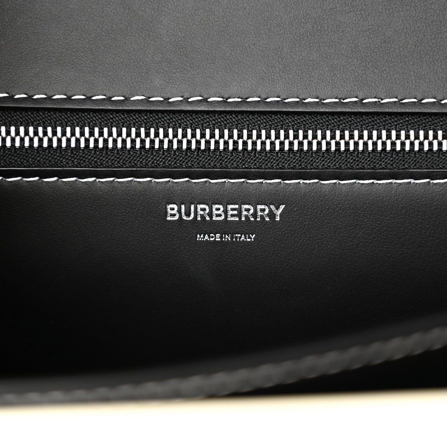Burberry Calfskin Monogram Embossed Medium TB Chain Bag Black White 6 of 15