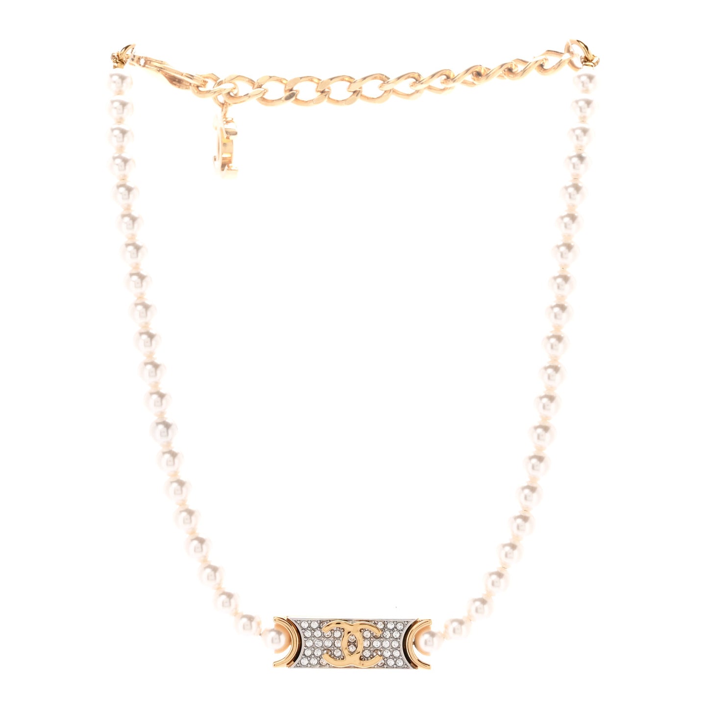 Metal Marble CC Chain Choker Necklace Gold White Gray