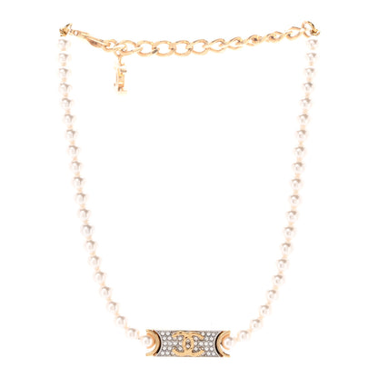 Chanel Metal Marble CC Chain Choker Necklace Gold White Gray 3 of 6