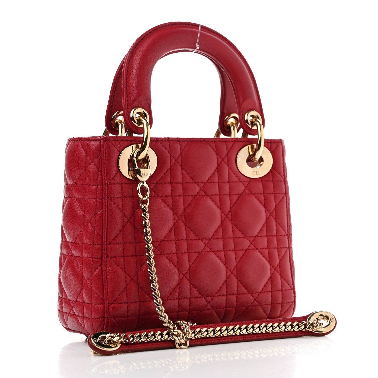 Christian Dior Lambskin Cannage Mini Lady Dior Burgundy 3 of 15