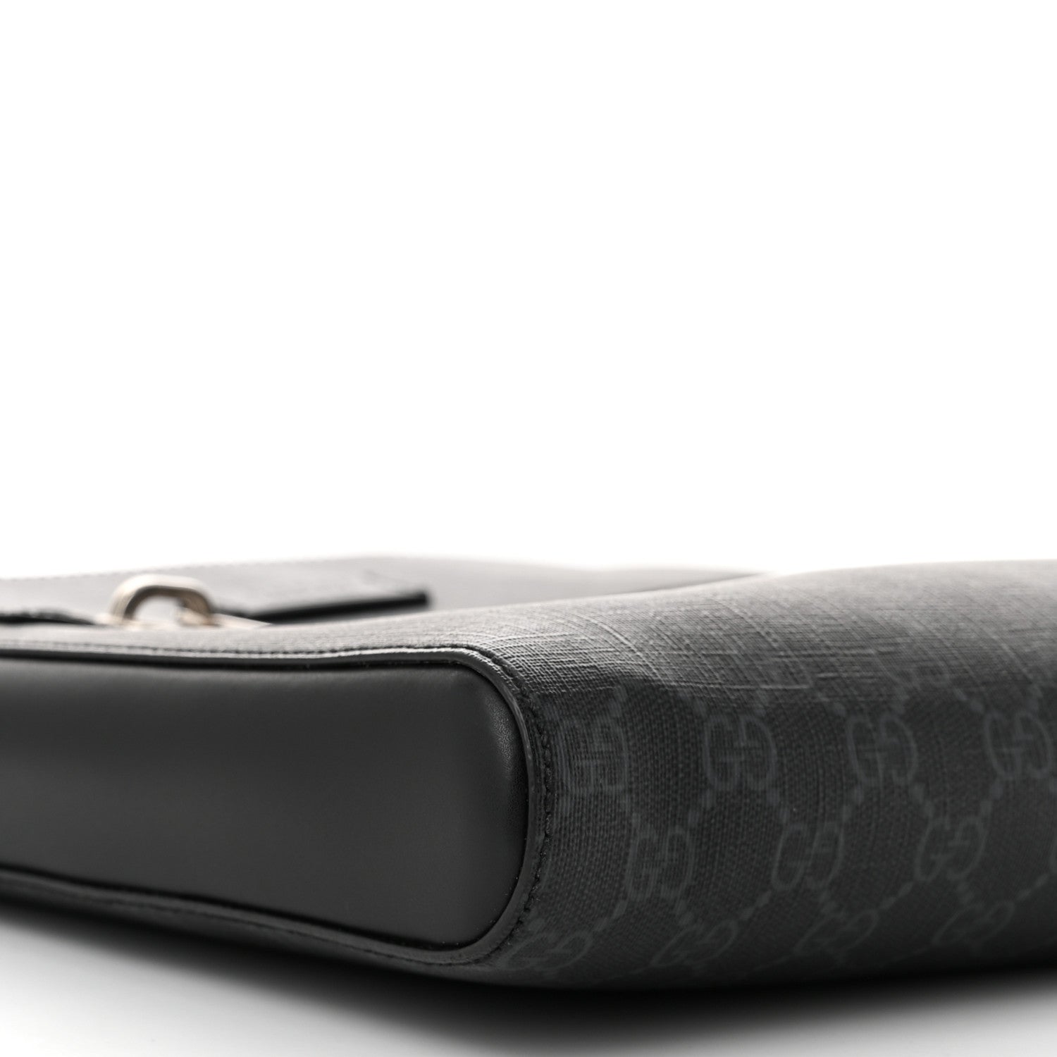 Gucci GG Supreme Monogram Appia Calfskin Web Flat Messenger Bag Black Grey 9 of 11