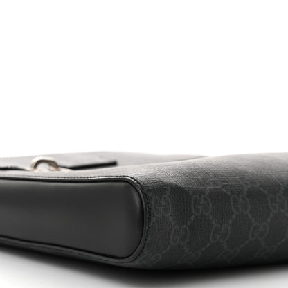 Gucci GG Supreme Monogram Appia Calfskin Web Flat Messenger Bag Black Grey 9 of 11