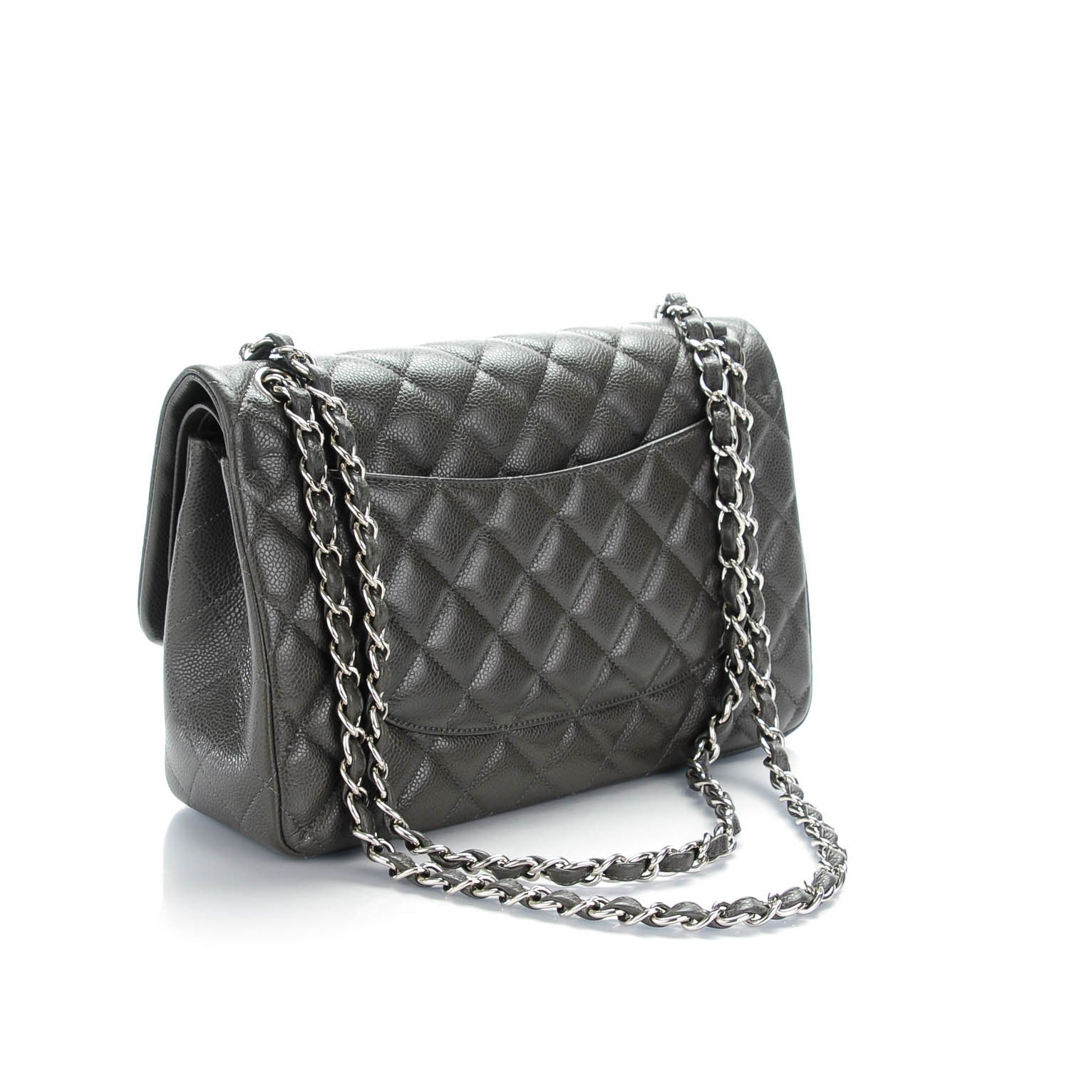 Chanel Caviar Quilted Jumbo Double Flap Dark Grey 3 of 8