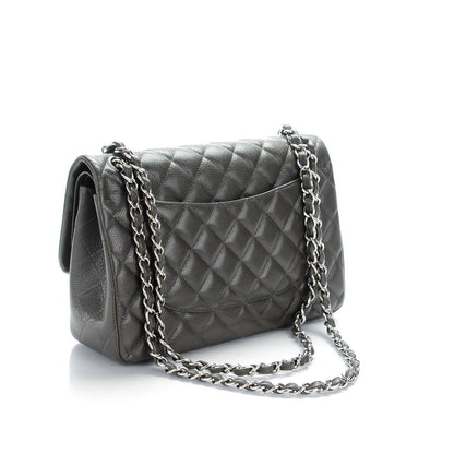 Chanel Caviar Quilted Jumbo Double Flap Dark Grey 3 of 8