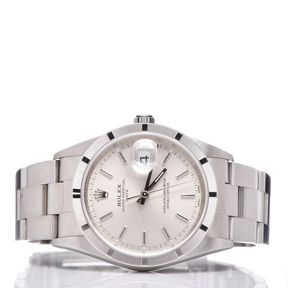 Rolex Stainless Steel 34mm Oyster Perpetual Date Watch Silver 15210 3 of 7