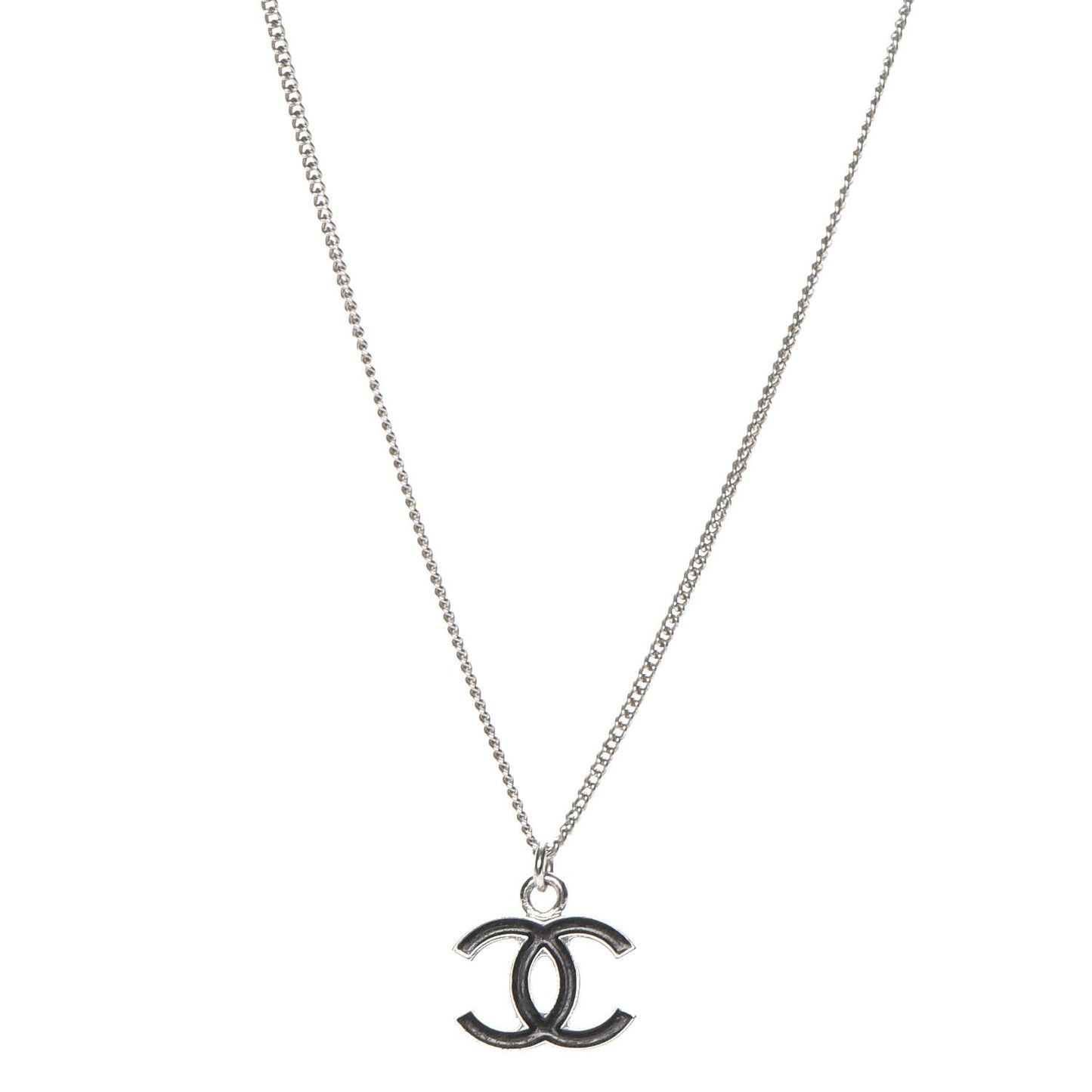 Enamel CC Necklace Black