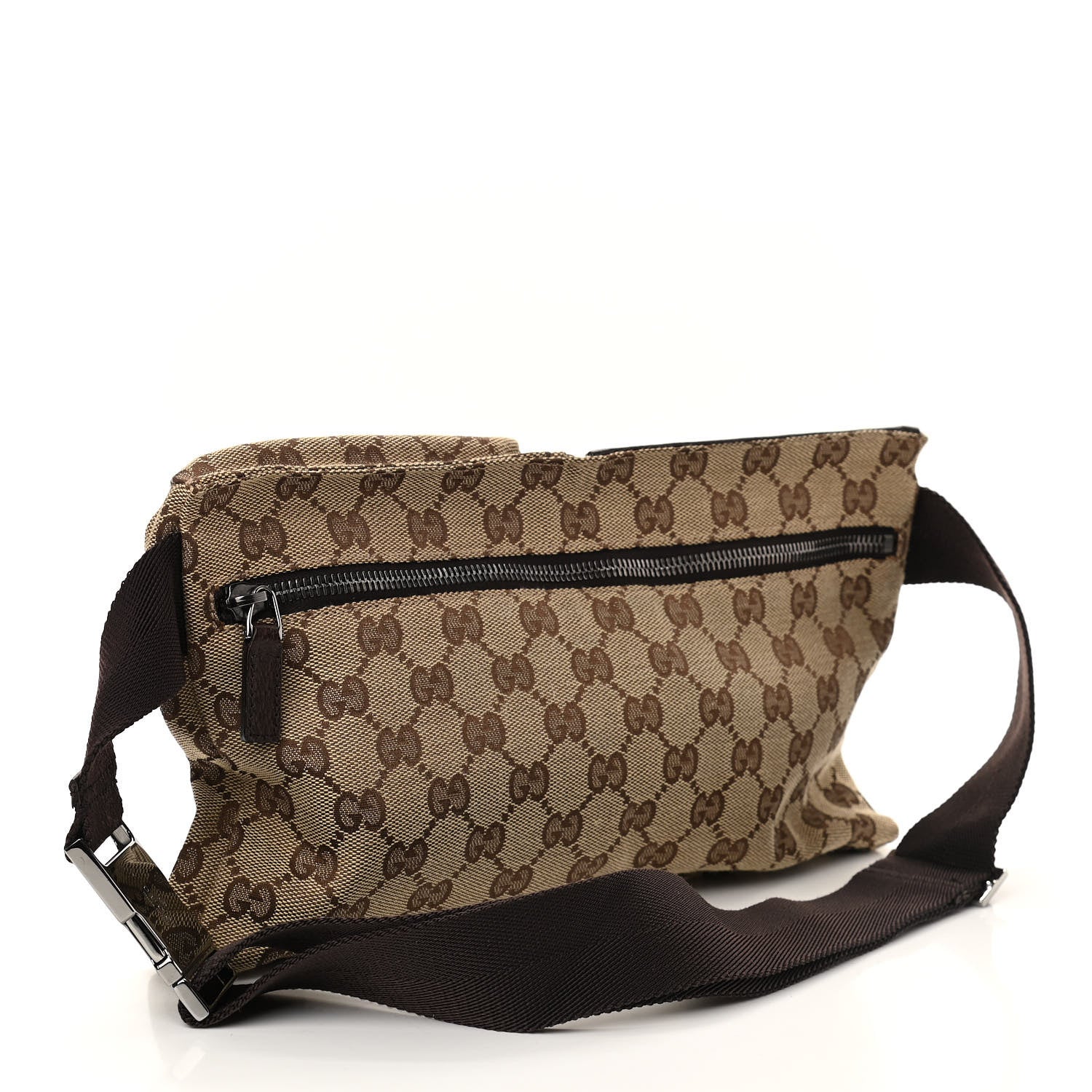 Gucci GG Monogram Double Pocket Belt Bag Dark Brown 4 of 10