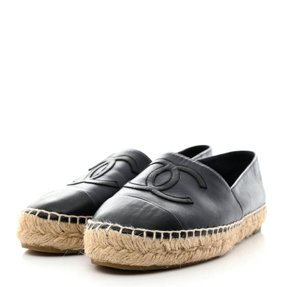 Chanel Lambskin CC Espadrilles 35 Navy Blue Dark Grey 3 of 8