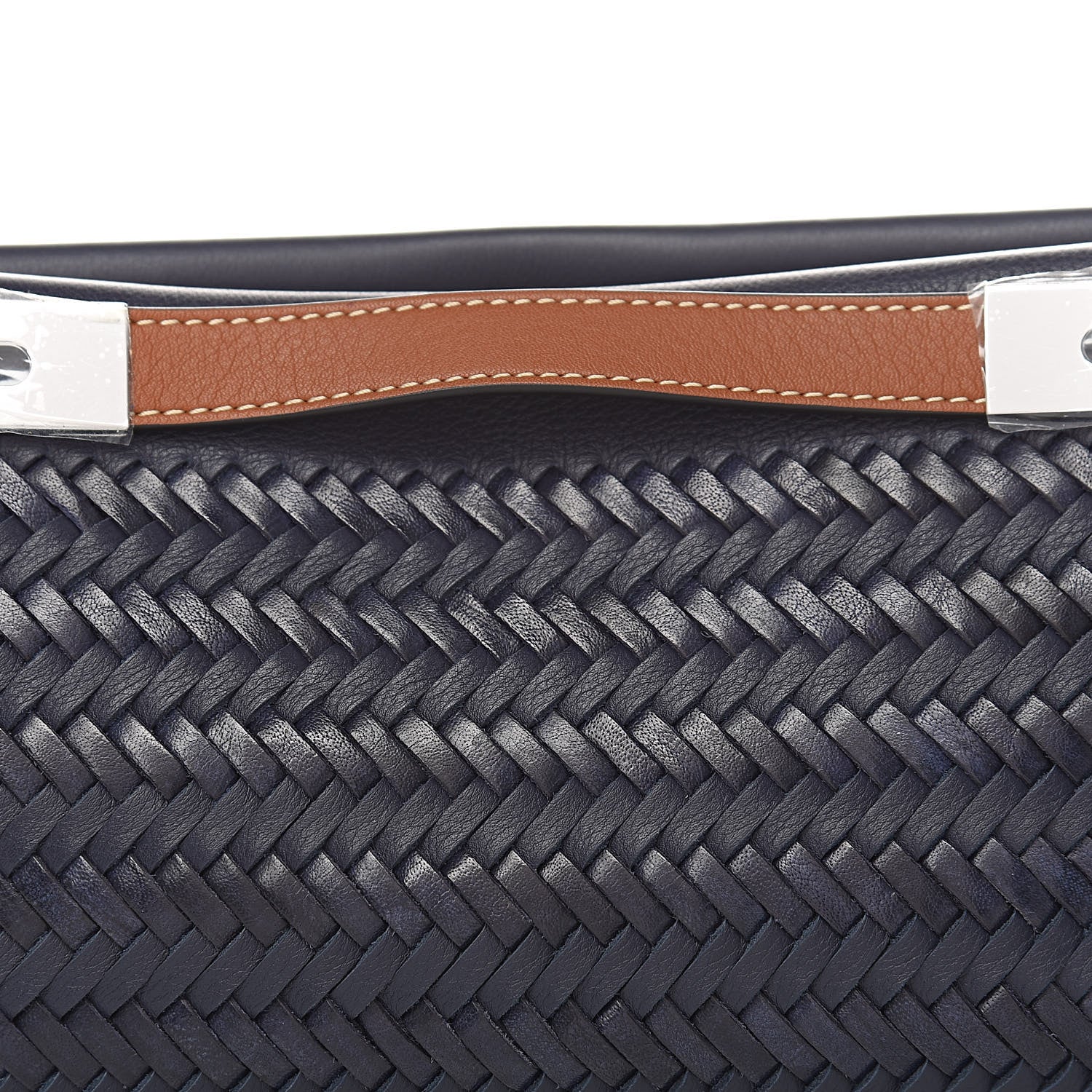 Loewe Calfskin Woven Small Missy Bag Navy Tan 9 of 9