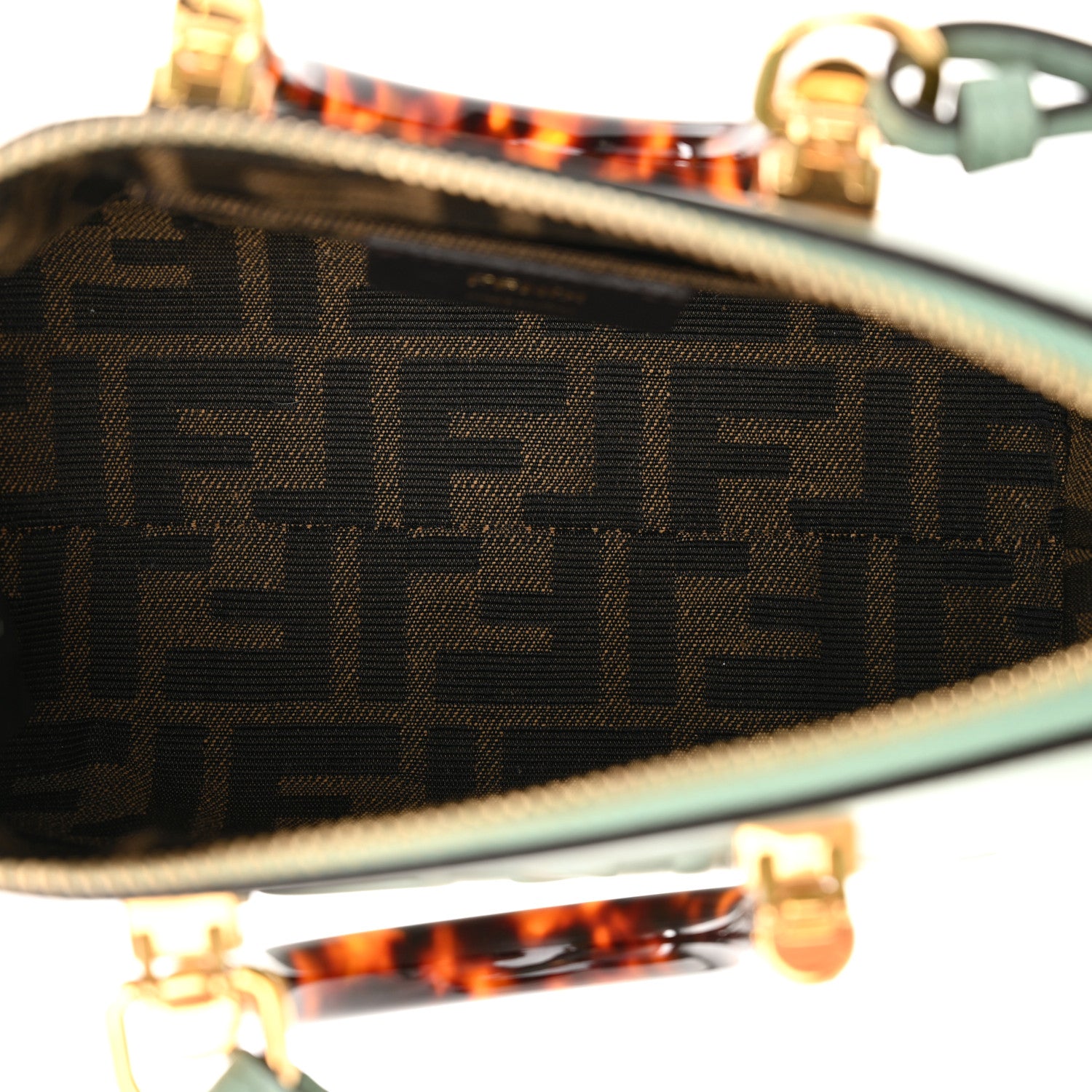 Fendi Vitello King Plexiglass Logo Embossed Mini By The Way Top Handle Boston Bag Menta 4 of 11