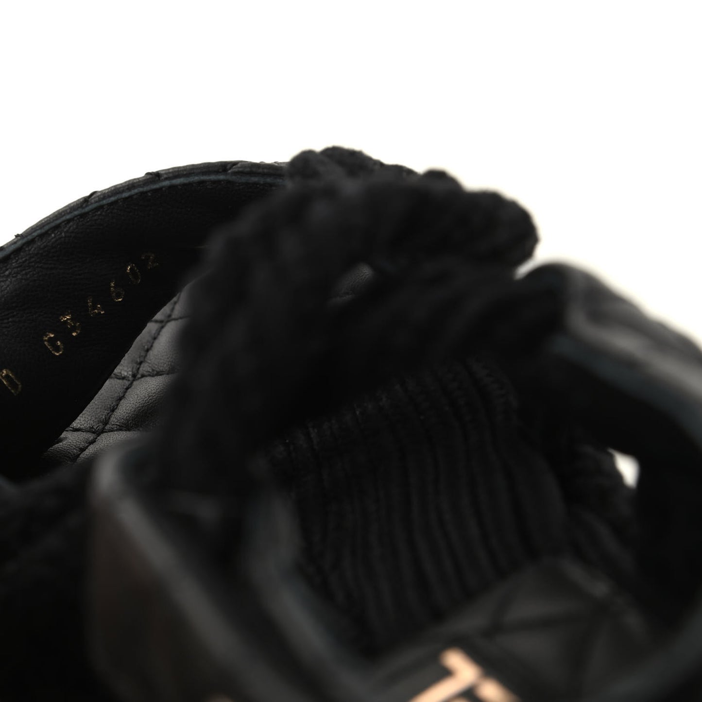 Cord Lambskin Quilted Logo Sandals 36 Black