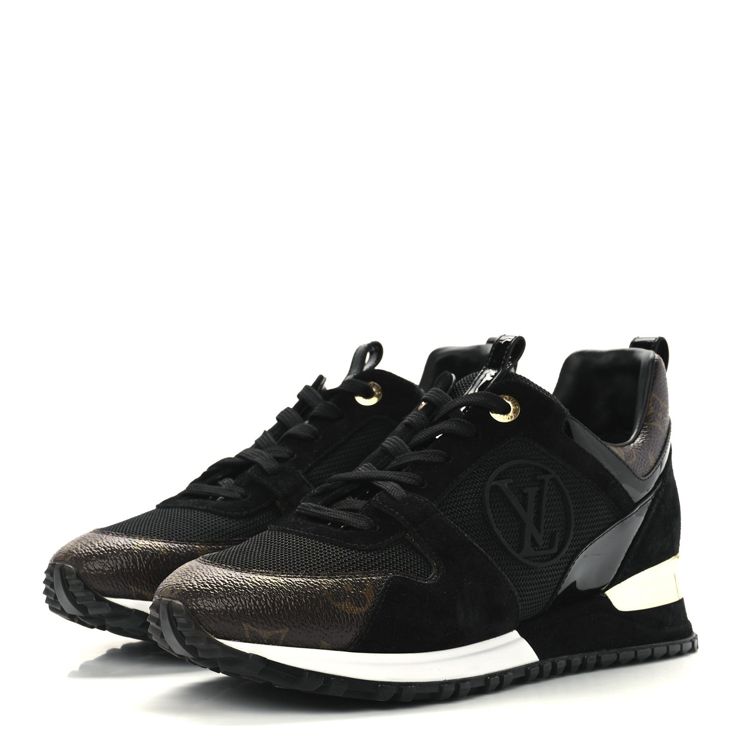 Louis Vuitton Suede Monogram Run Away Sneakers 38 Black 3 of 9