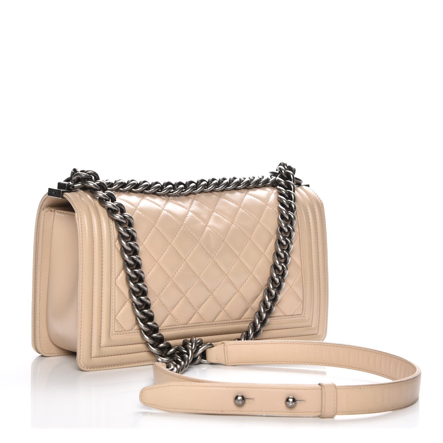 Chanel Lambskin Quilted Medium Boy Flap Beige 3 of 9