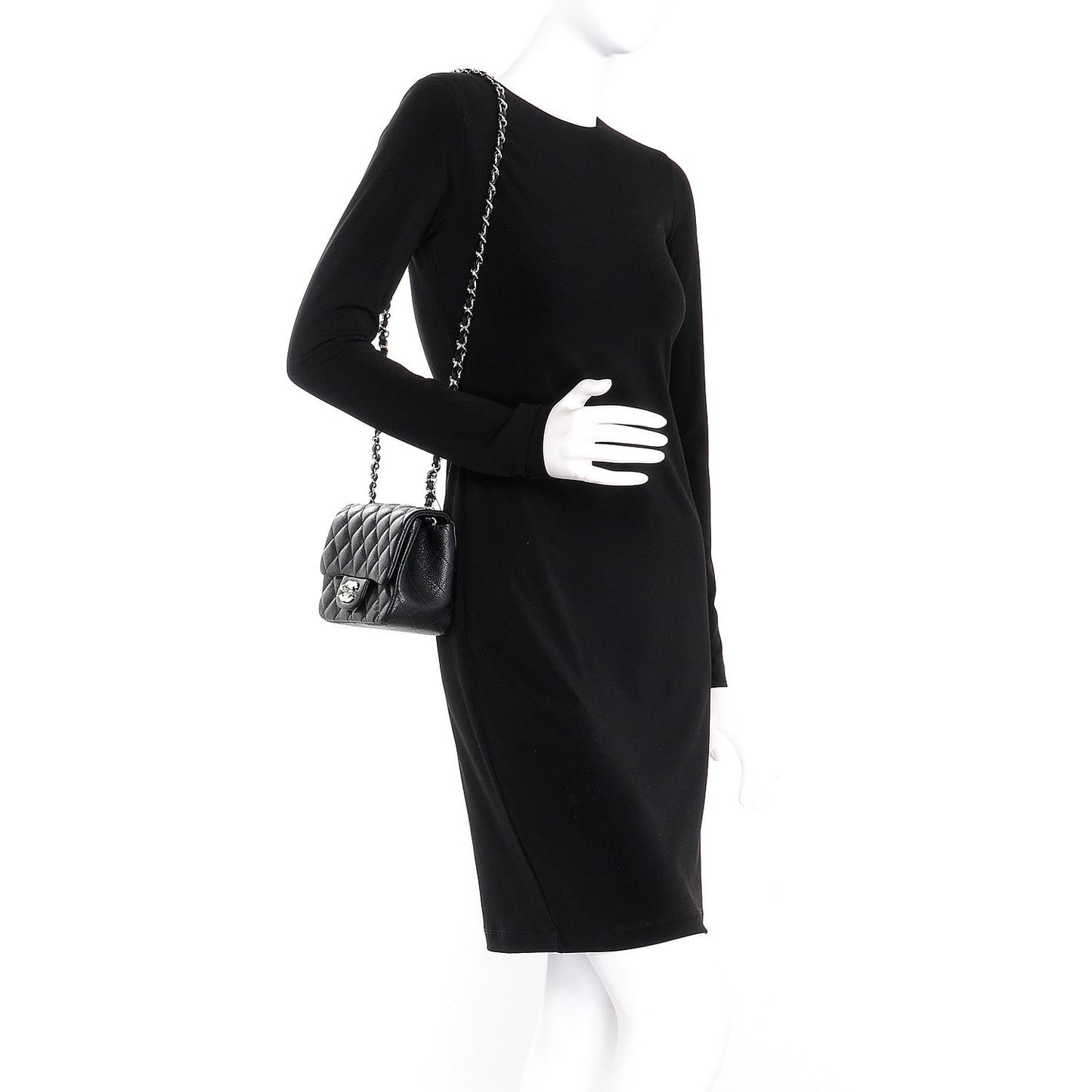 Caviar Quilted Mini Square Flap Black