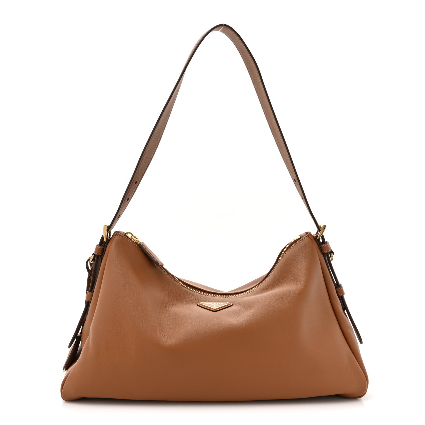 Soft Calfskin Large Aimée Shoulder Bag Caramel