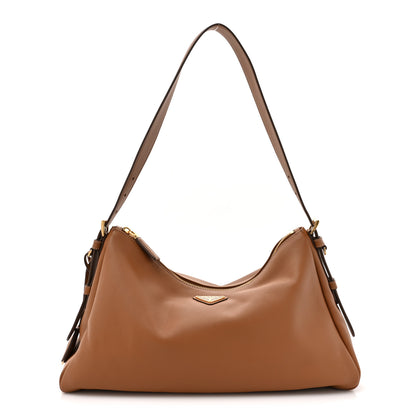 Prada Soft Calfskin Large Aimée Shoulder Bag Caramel 1 of 13