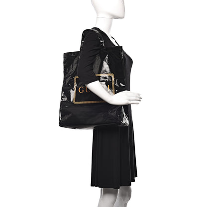 Gucci Patent Canvas Frame Logo Vertical Tote Black Crop 2 of 11