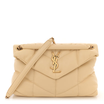 Saint Laurent Lambskin Quilted Small Loulou Puffer Monogram Chain Satchel Jaune Pale 1 of 10