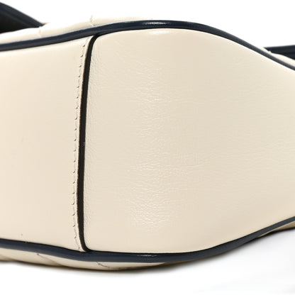 Gucci Vintage Effect Calfskin Matelasse Diagonal Small Torchon GG Marmont Shoulder Bag Mystic White Blue Agata 9 of 9