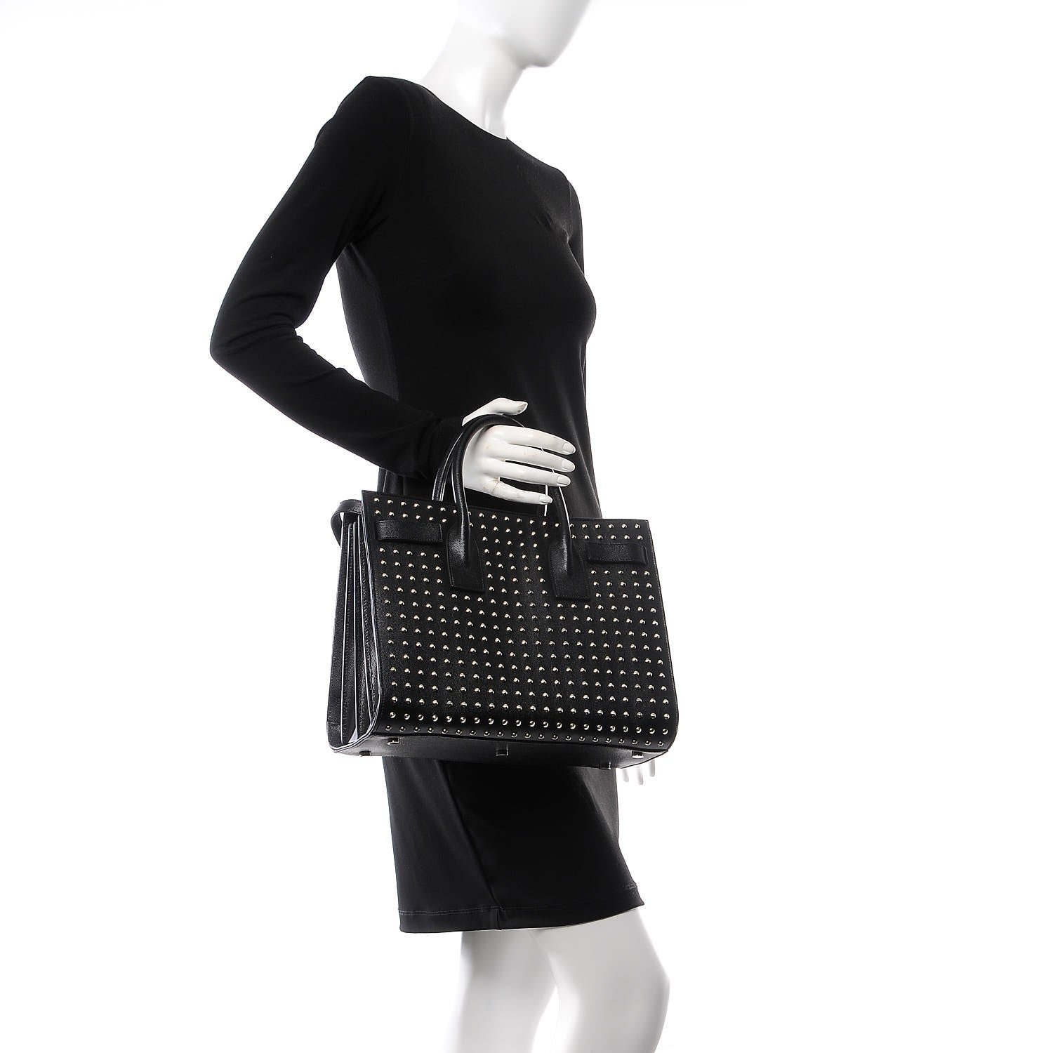 Saint Laurent Grain De Poudre Studded Small Sac De Jour Black 2 of 10