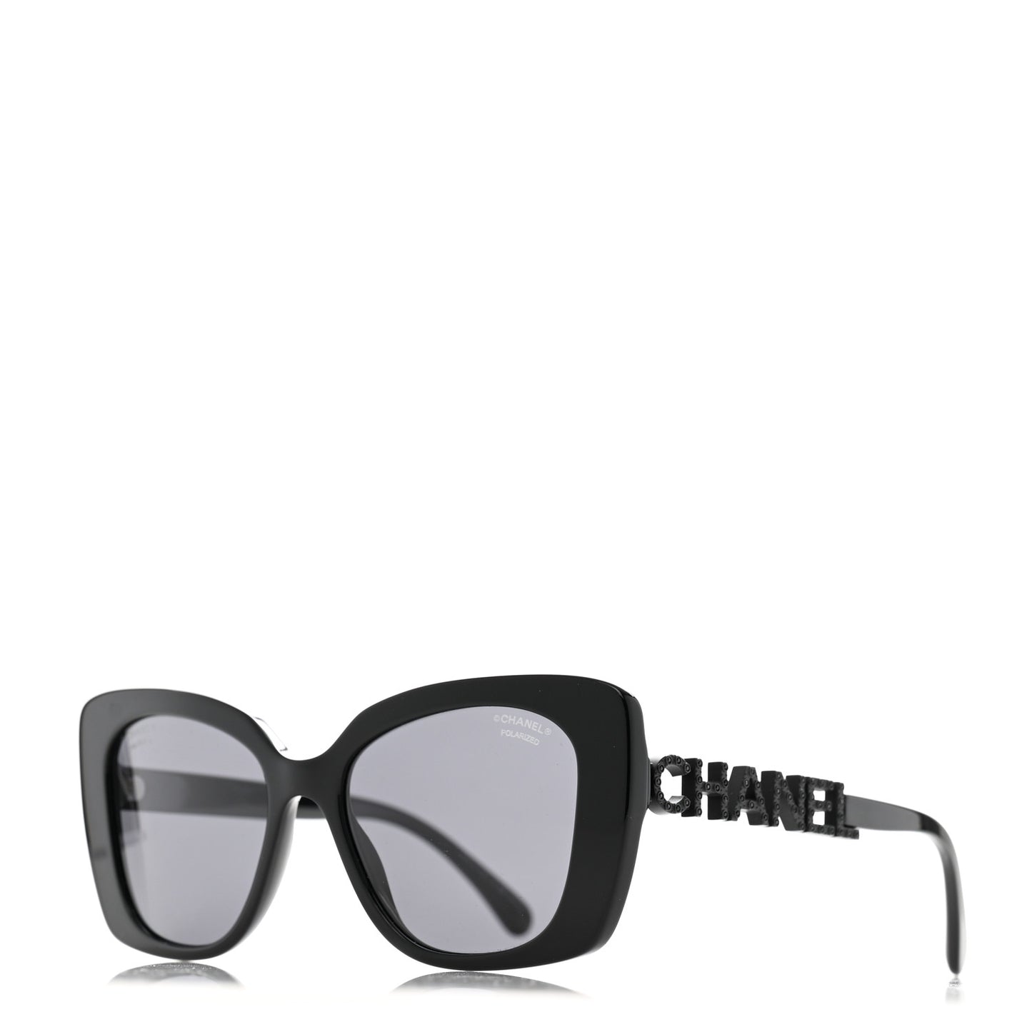 Acetate Strass Polarized Square Sunglasses 5422-B Black