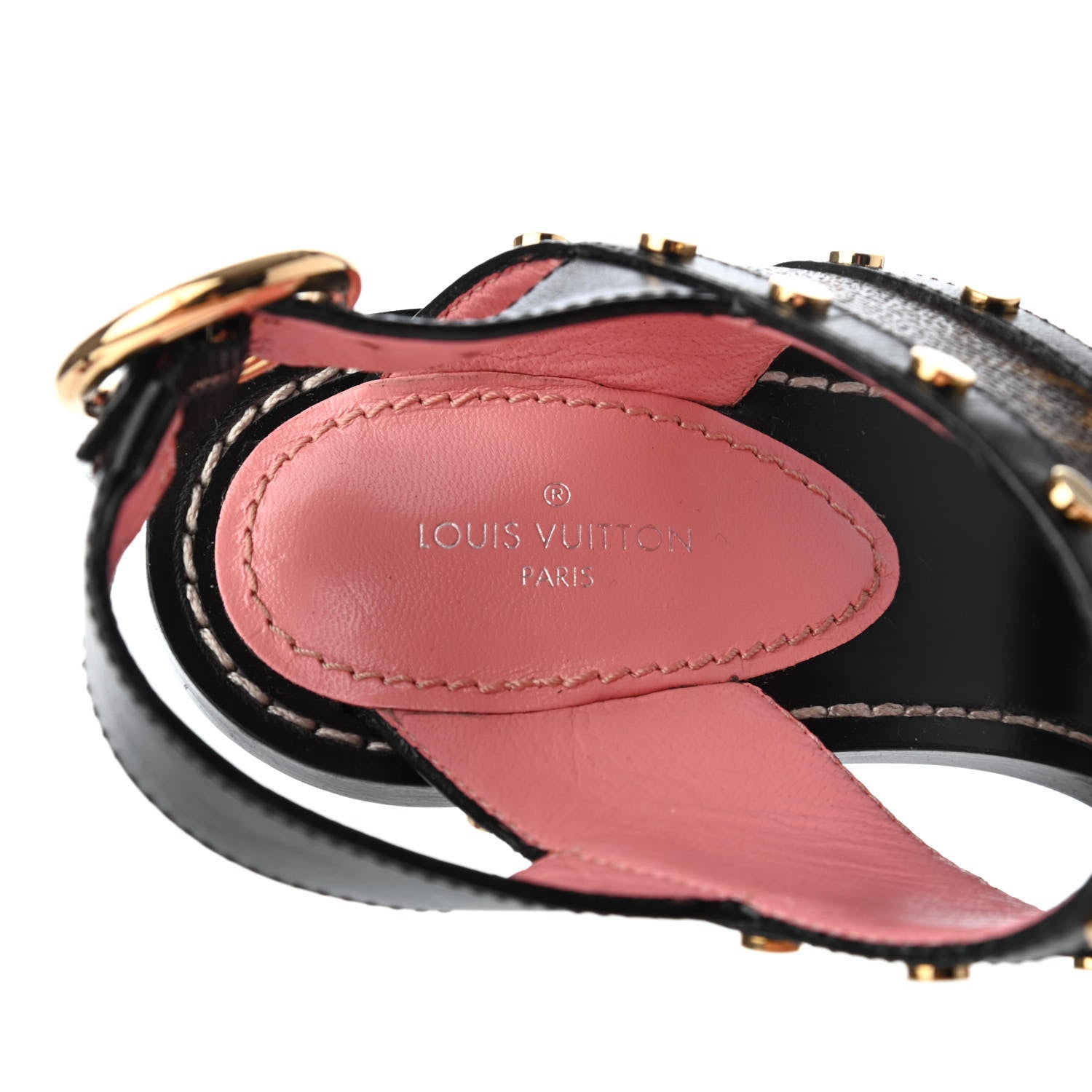 Louis Vuitton Calfskin Monogram Passenger Heeled Sandals 38 Black Rose 7 of 9