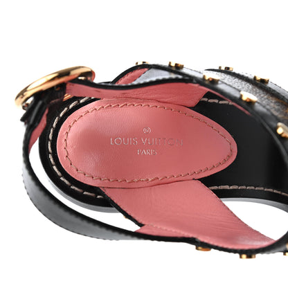 Louis Vuitton Calfskin Monogram Passenger Heeled Sandals 38 Black Rose 7 of 9