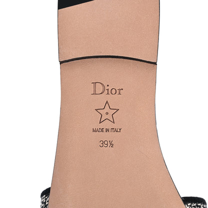 Christian Dior Canvas Around the World Embroidered Dway Flat Slide Sandals 39.5 Black 6 of 9