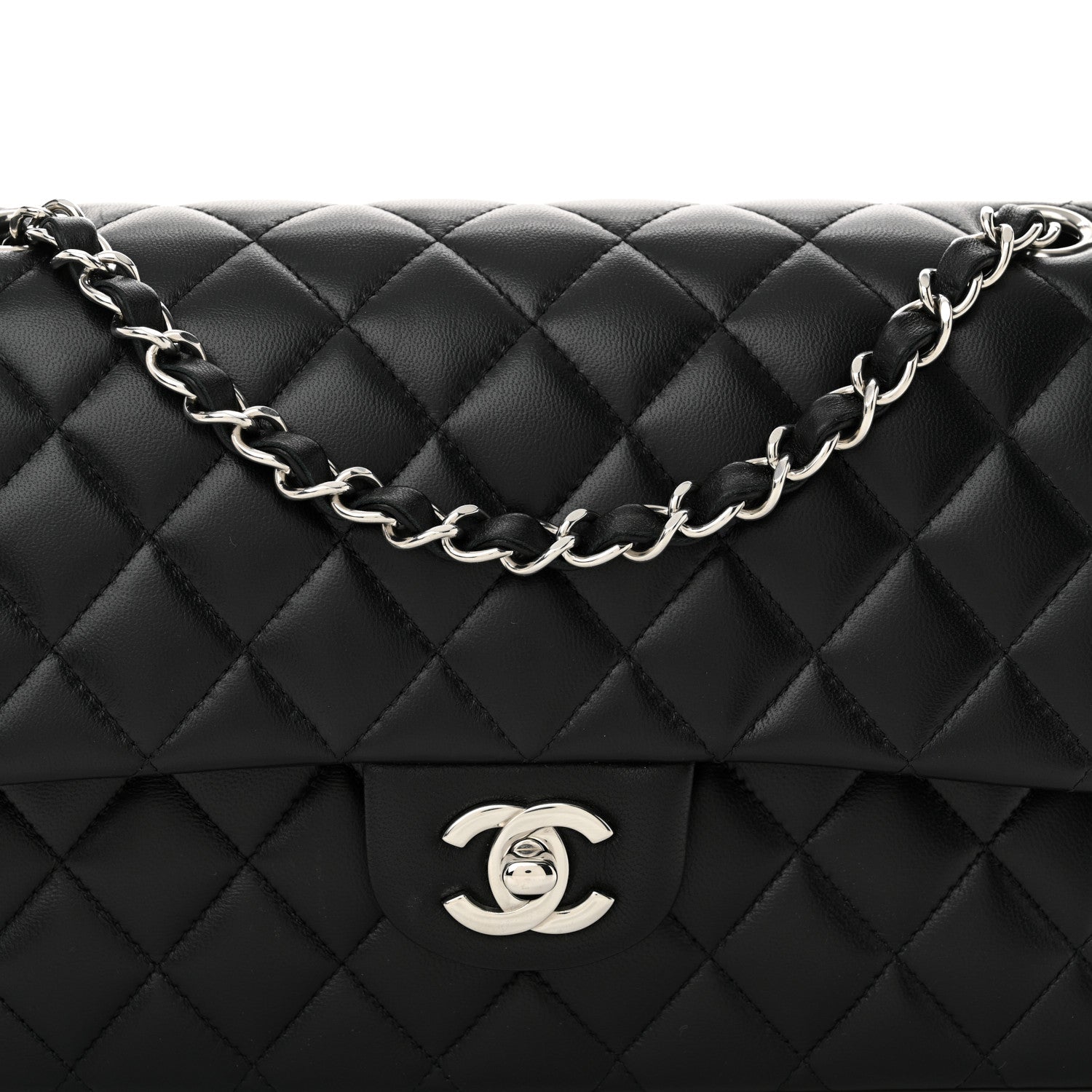 Chanel Lambskin Quilted Medium Double Flap Black 8 of 11