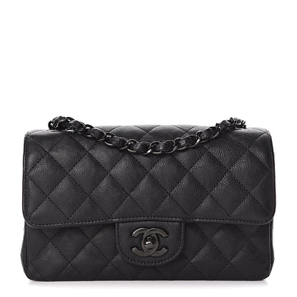 Chanel Crumpled Calfskin Quilted Mini Rectangular Flap So Black 1 of 12