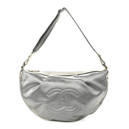 Chanel Satin Caviar CC Hobo Silver 1 of 12