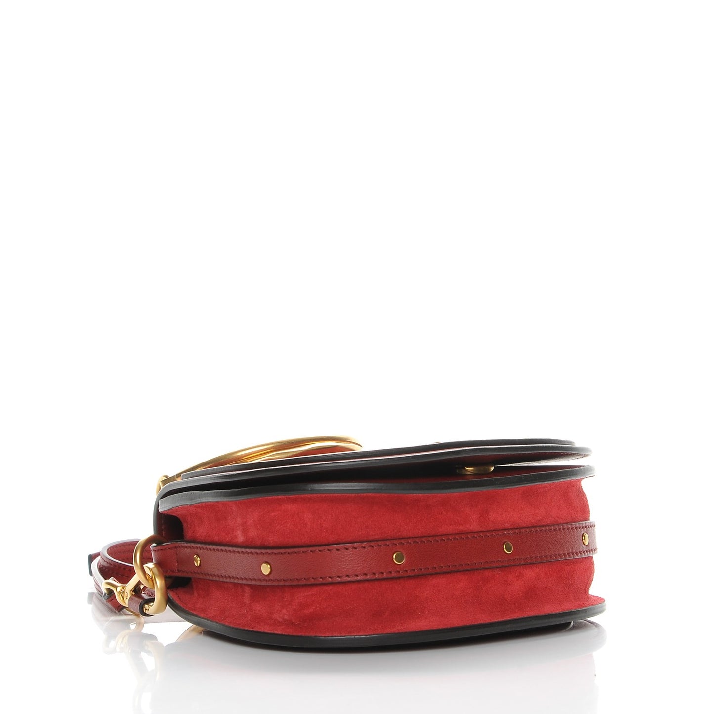 Calfskin Suede Small Nile Bracelet Bag Intense Red