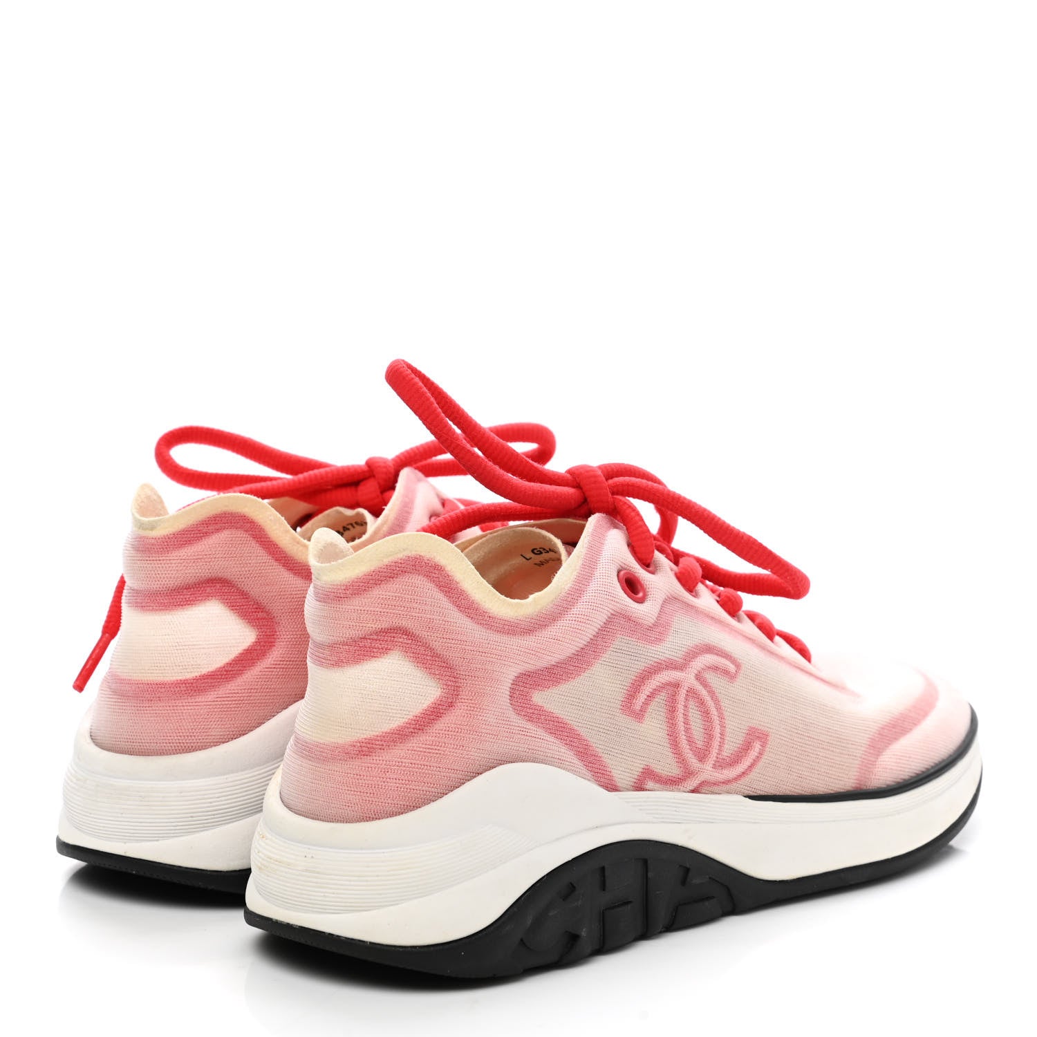 Chanel Mesh Lycra Womens CC Sneakers 36 White Red 4 of 7