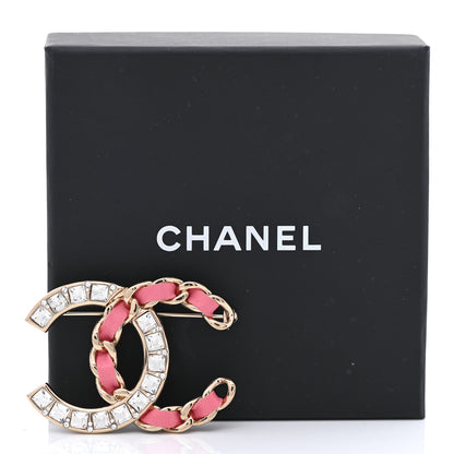 Chanel Lambskin Baguette Crystal CC Chain Brooch Pink Gold 5 of 5