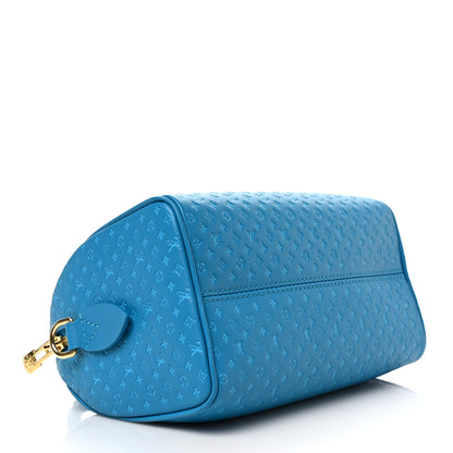Louis Vuitton Calfskin Nanogram Embossed Speedy Bandouliere 20 Blue 4 of 8