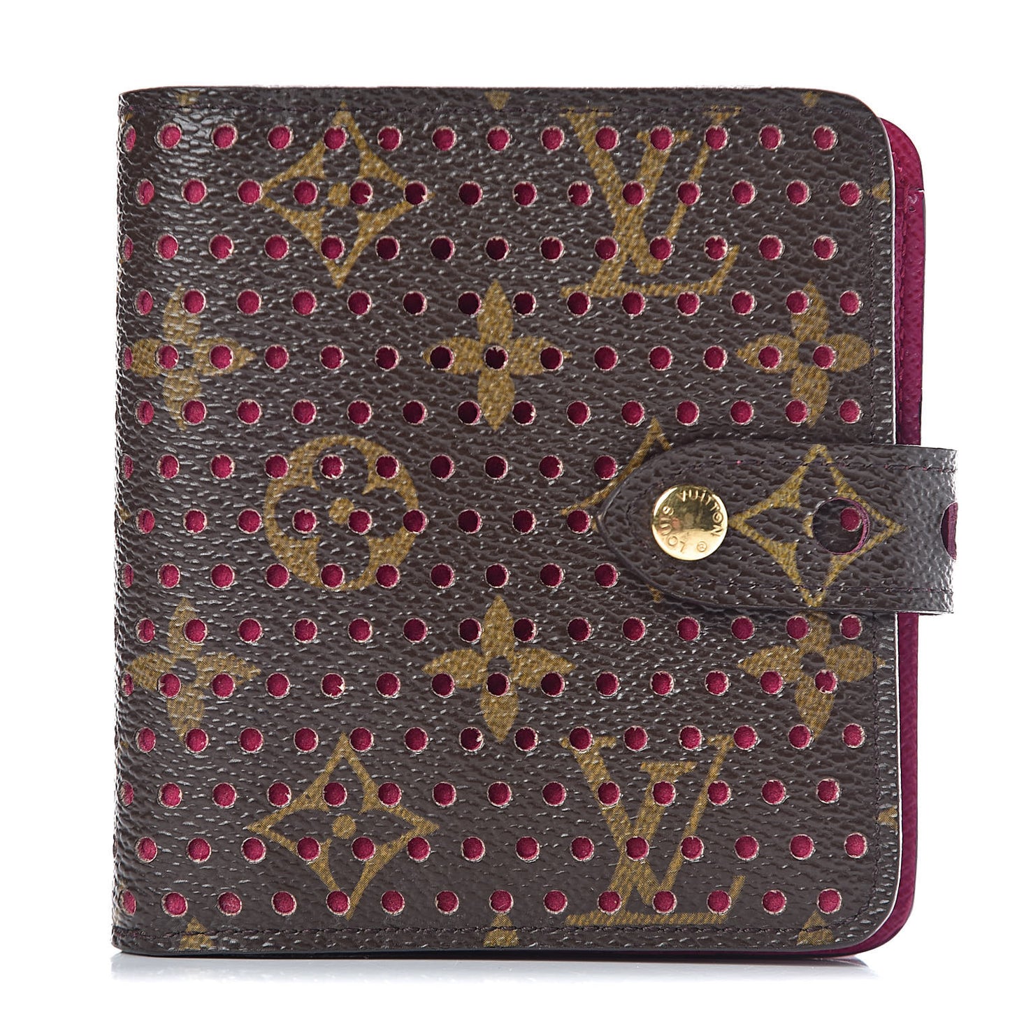 Monogram Perforated Compact Zipped Wallet Fuchsia